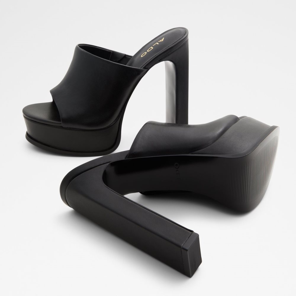 Black Aldo Savilla Heeled Mule - Plateforme Platform Shoes | 75BSTNXYV