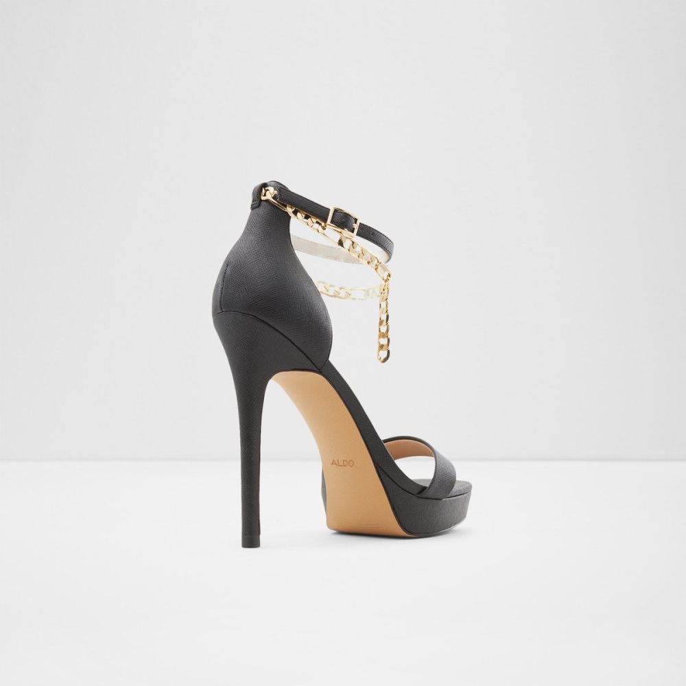 Black Aldo Scarlettchain Heeled Sandal - Stiletto Platform Shoes | 12JMZNIFT