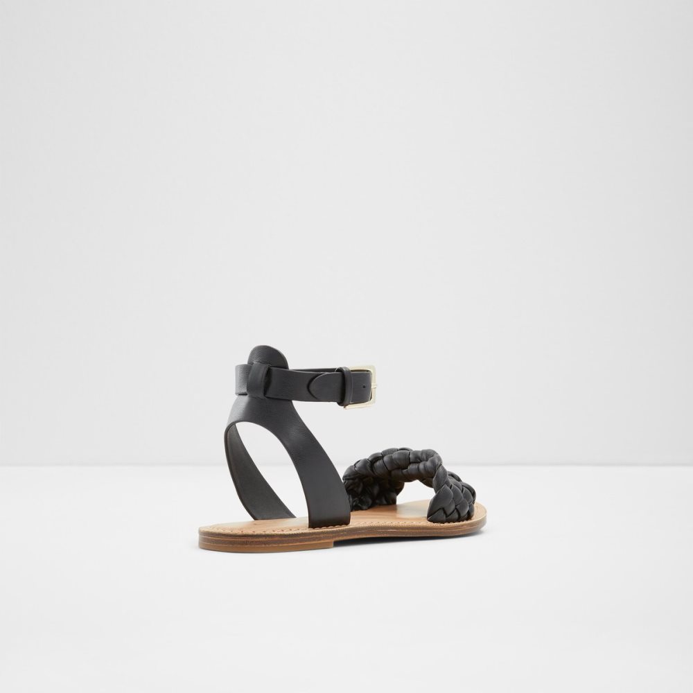 Black Aldo Tressa Sling Back Flat Sandal Sandals | 37LSAZKVN