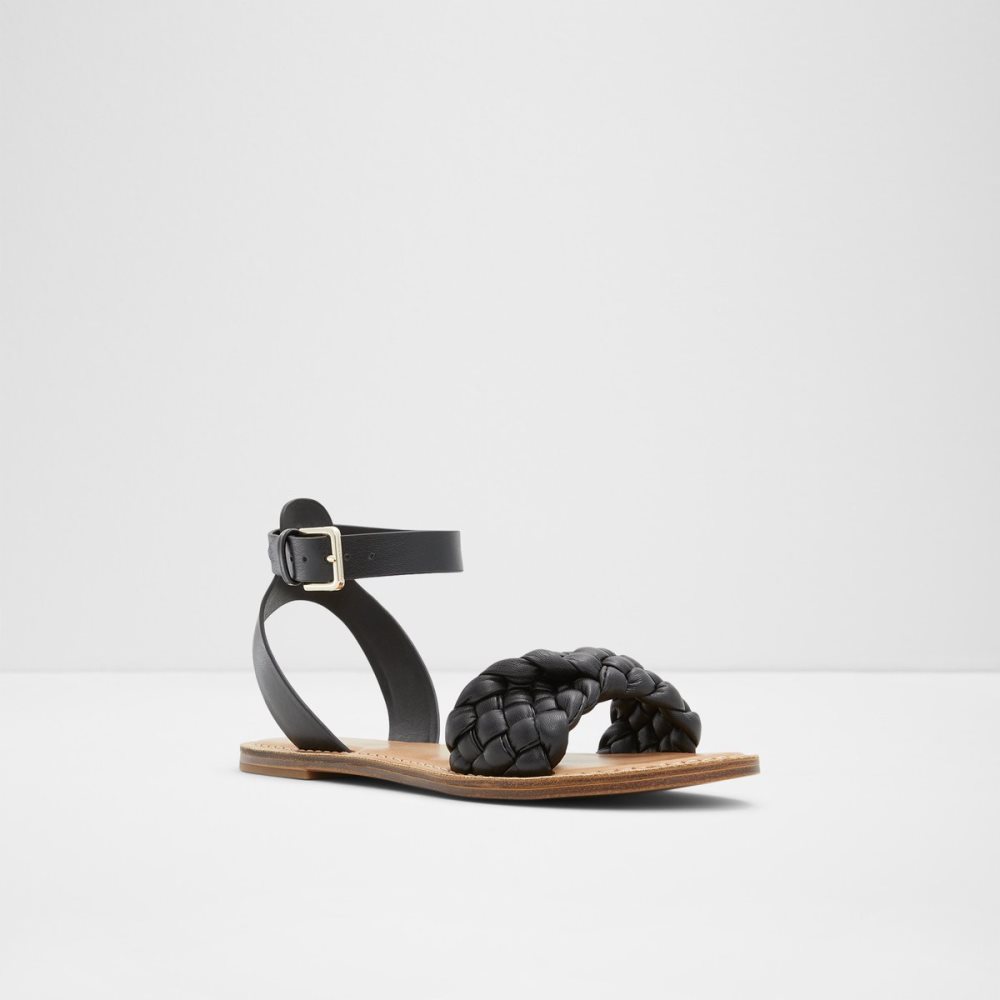 Black Aldo Tressa Sling Back Flat Sandal Sandals | 37LSAZKVN