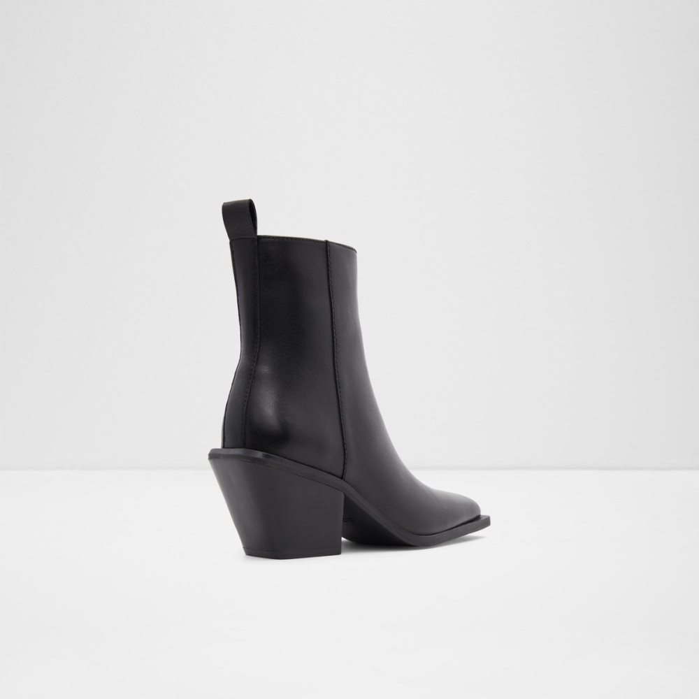 Black Aldo Vaquera Western Ankle Boots | 64WHJCTFX