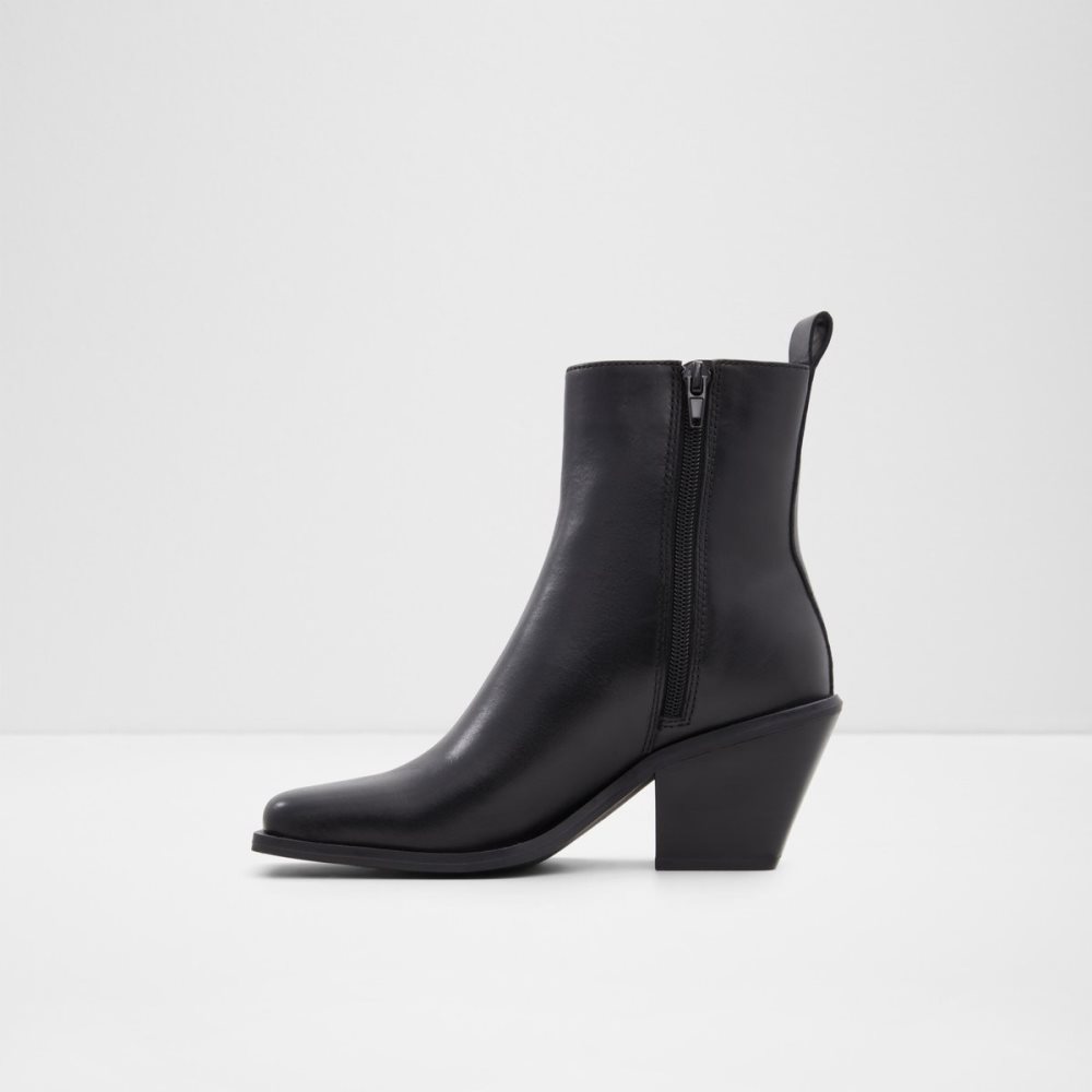 Black Aldo Vaquera Western Ankle Boots | 64WHJCTFX