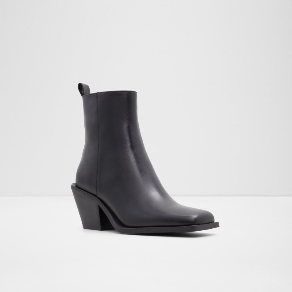 Black Aldo Vaquera Western Ankle Boots | 64WHJCTFX