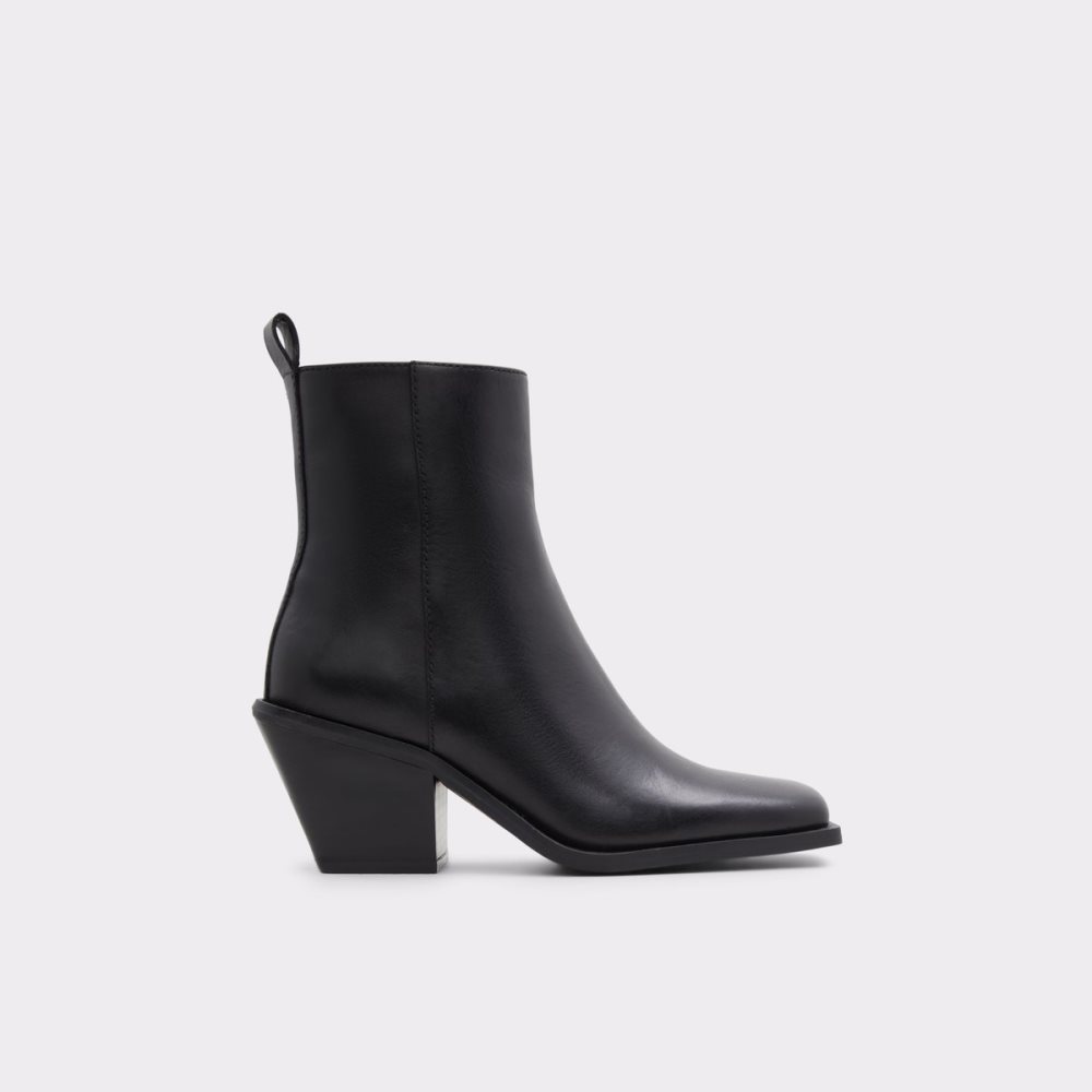 Black Aldo Vaquera Western Ankle Boots | 64WHJCTFX