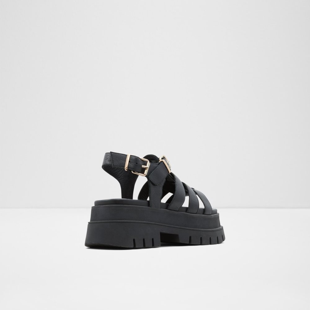 Black Aldo Velma Strappy High Sandal - Lug Sole Sandals | 98PSHKWRF