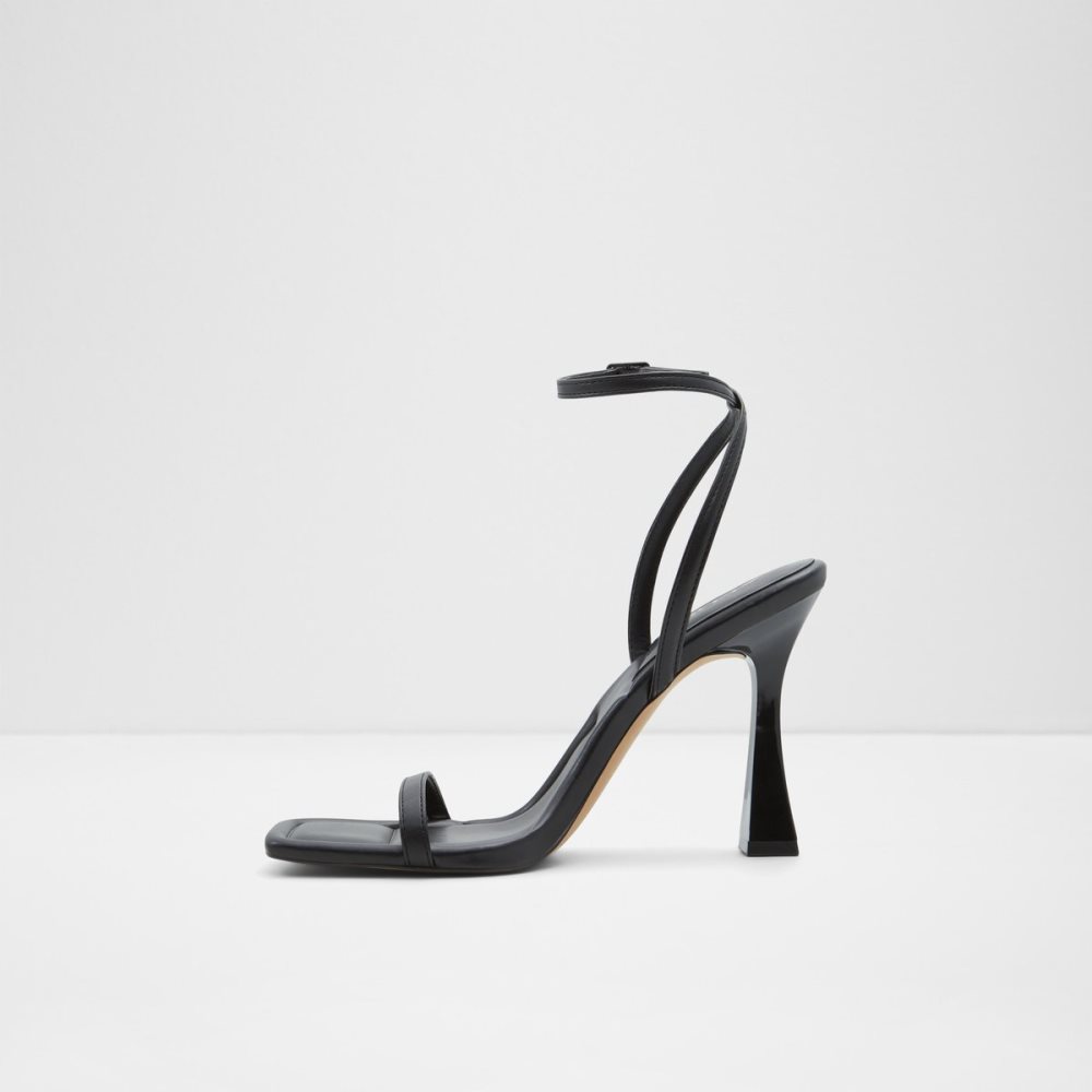 Black Aldo Vivanti Strap Heeled Sandal Block Heels | 73SYBUIQA