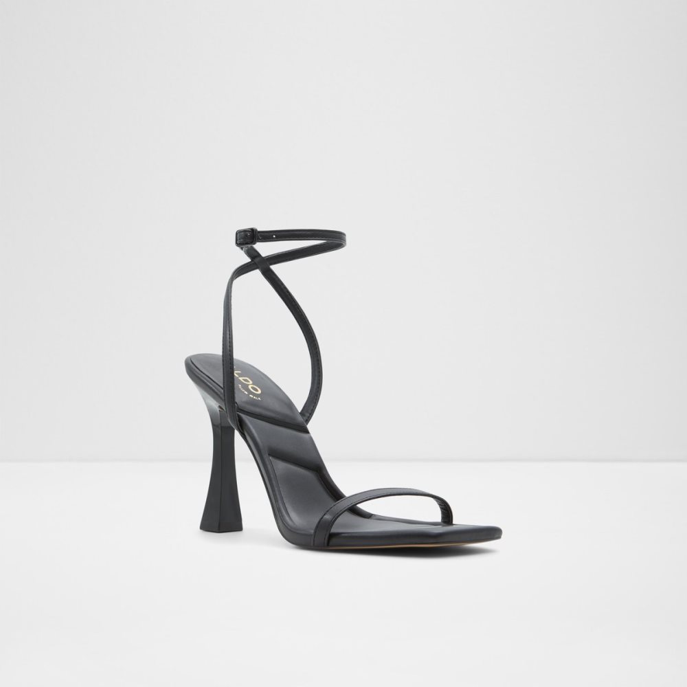 Black Aldo Vivanti Strap Heeled Sandal Block Heels | 73SYBUIQA