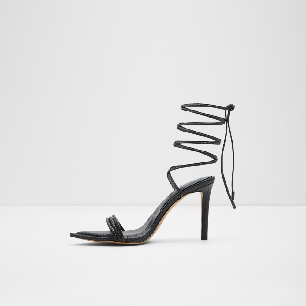 Black Aldo Yberrar Strappy Heeled Sandal - Stiletto Sandals | 73BQCFYOL