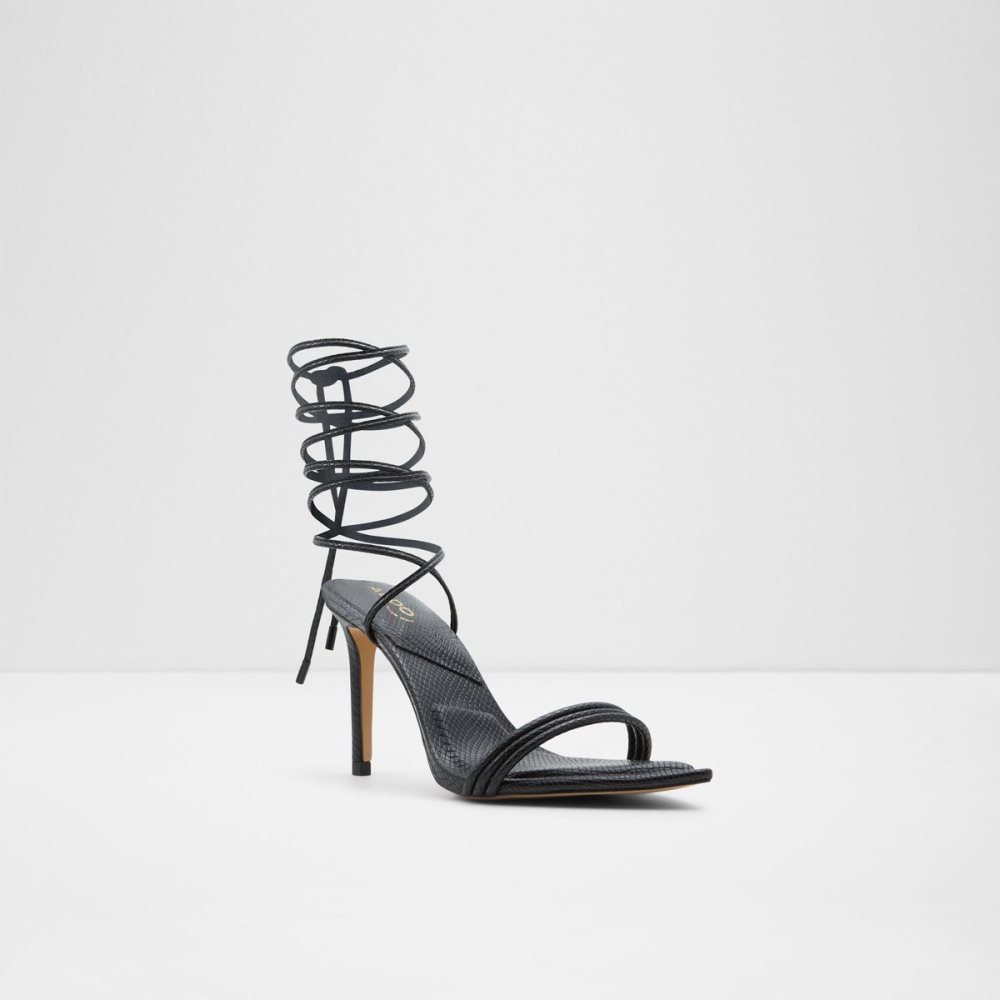 Black Aldo Yberrar Strappy Heeled Sandal - Stiletto Sandals | 73BQCFYOL