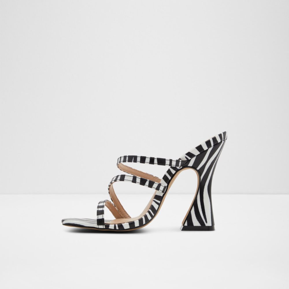 Black / White Aldo Hugar Heeled Mule Block Heels | 98BUPRODJ