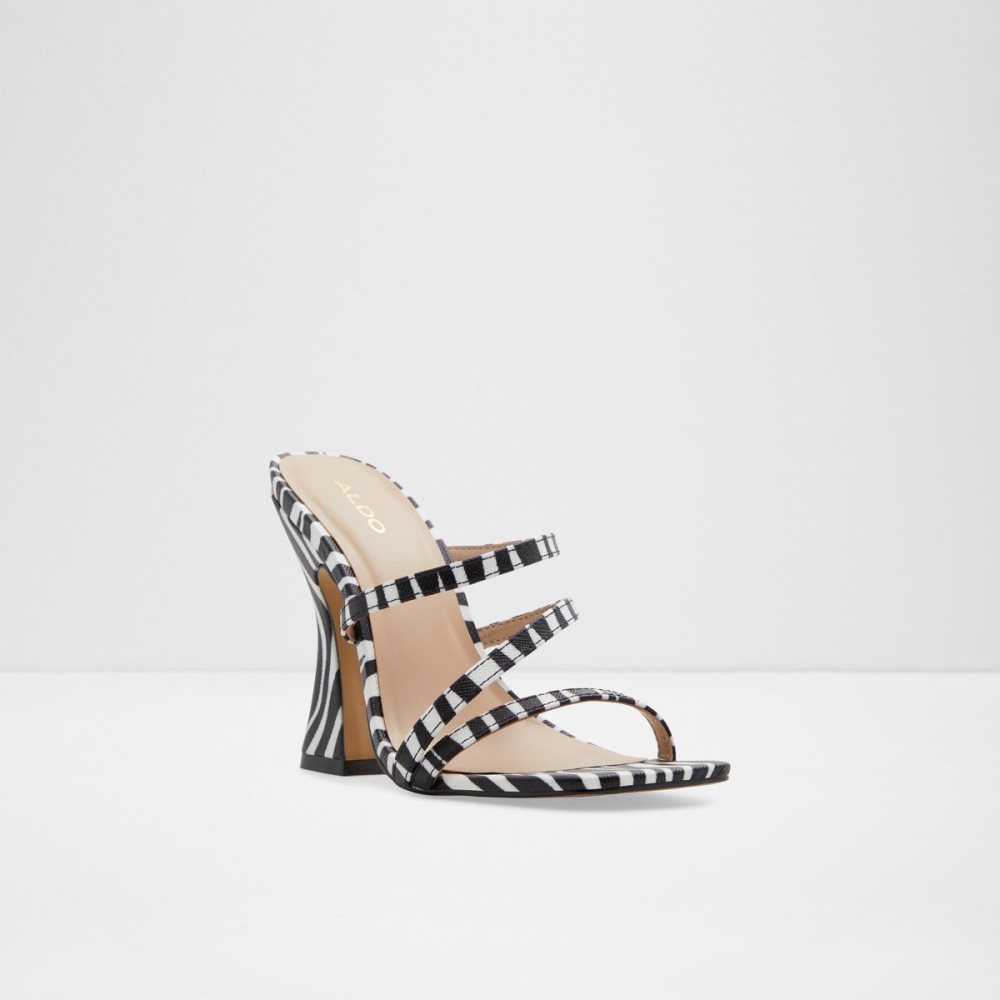 Black / White Aldo Hugar Heeled Mule Block Heels | 98BUPRODJ