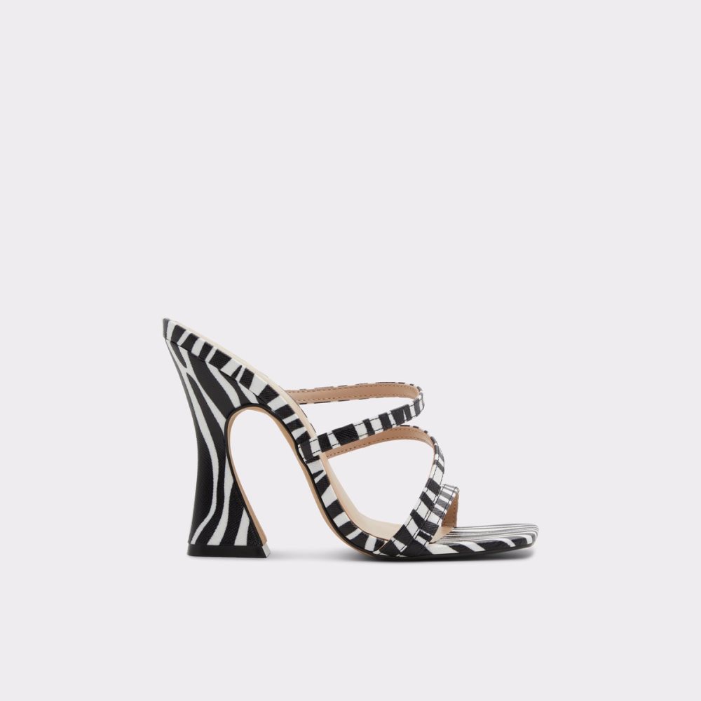 Black / White Aldo Hugar Heeled Mule Block Heels | 98BUPRODJ