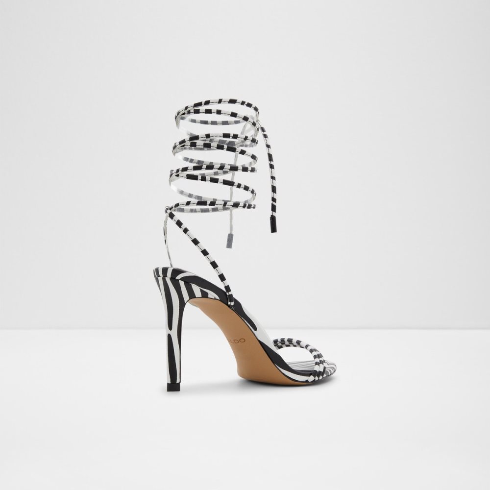 Black / White Aldo Yberrar Strappy Heeled Sandal - Stiletto Sandals | 13AVLRWDB