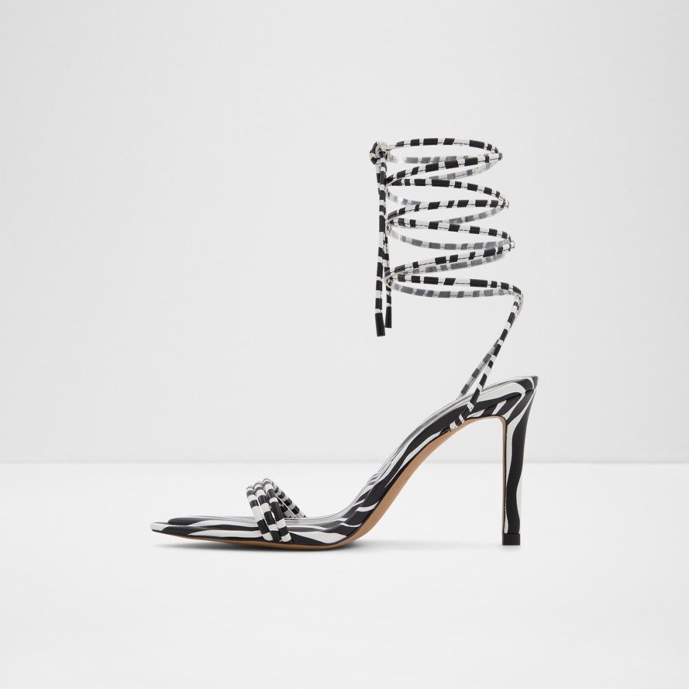 Black / White Aldo Yberrar Strappy Heeled Sandal - Stiletto Sandals | 13AVLRWDB