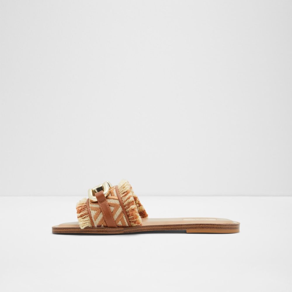 Brown Aldo Fringie Slide Sandal Sandals | 85RHYBUMZ