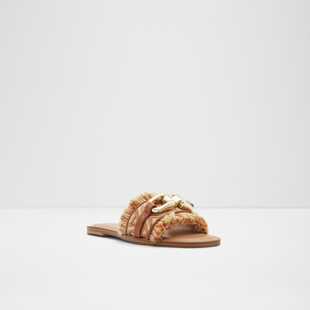 Brown Aldo Fringie Slide Sandal Sandals | 85RHYBUMZ