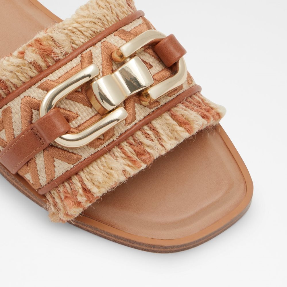 Brown Aldo Fringie Slide Sandal Sandals | 85RHYBUMZ