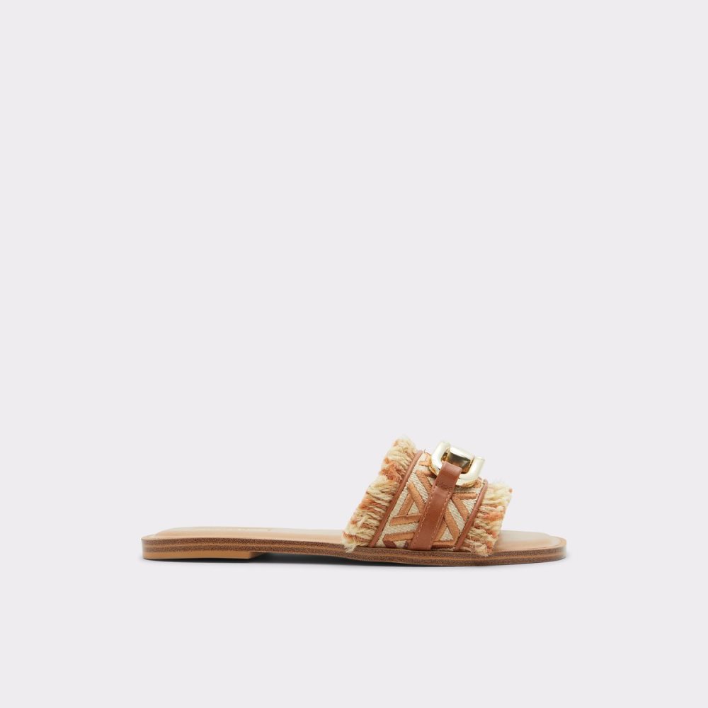 Brown Aldo Fringie Slide Sandal Sandals | 85RHYBUMZ