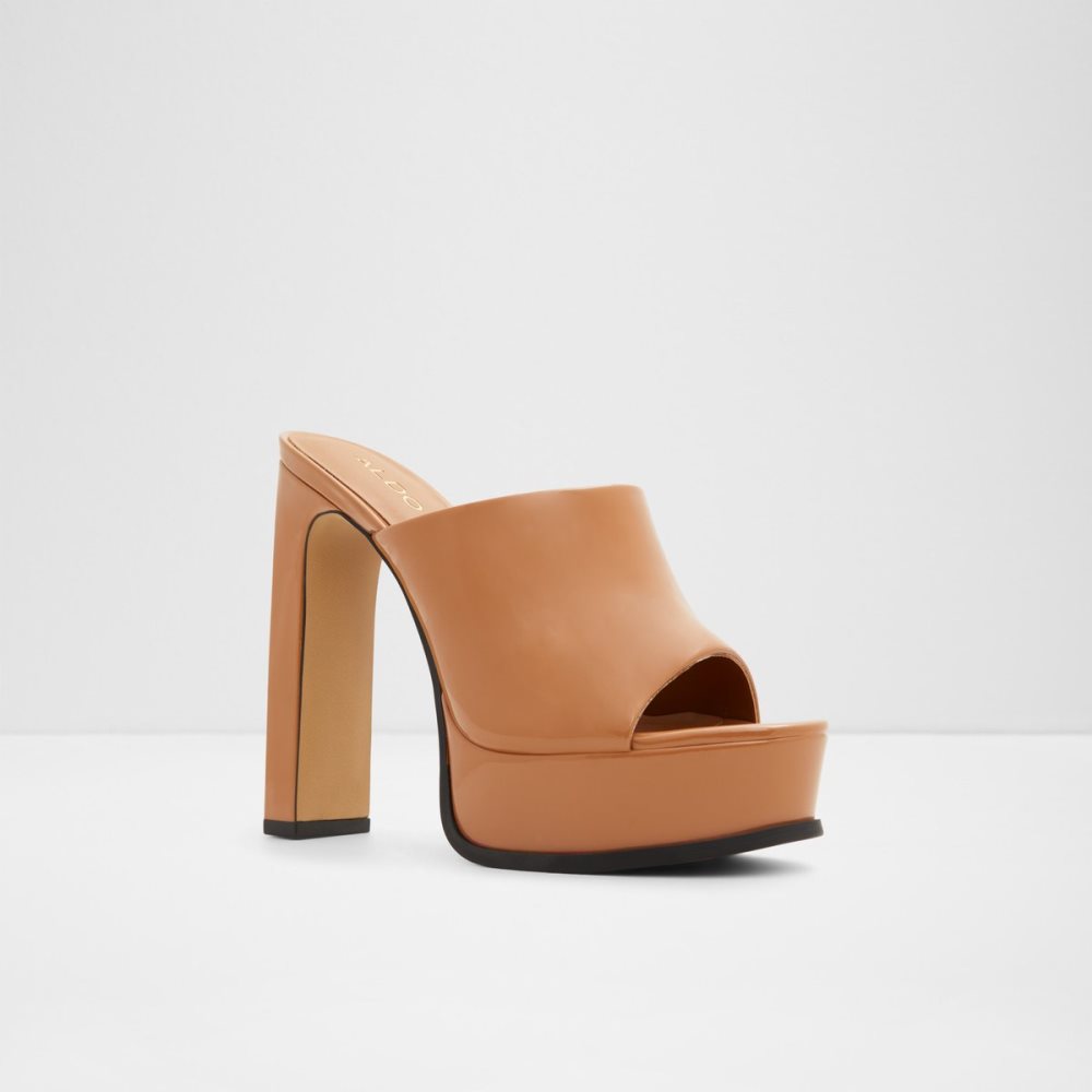 Dark Beige Aldo Savilla Heeled Mule - Plateforme Platform Shoes | 70JYVRBSQ