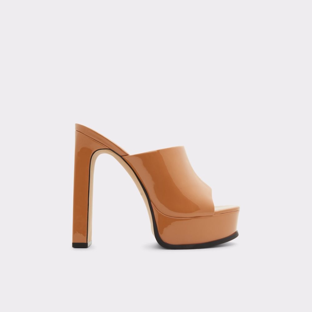 Dark Beige Aldo Savilla Heeled Mule - Plateforme Platform Shoes | 70JYVRBSQ