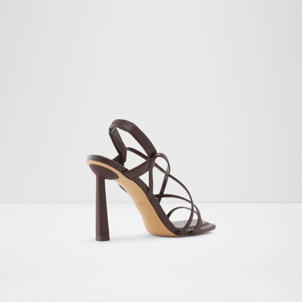 Dark Brown Aldo Amilia Strappy High Sandal Sandals | 08HXFITGR