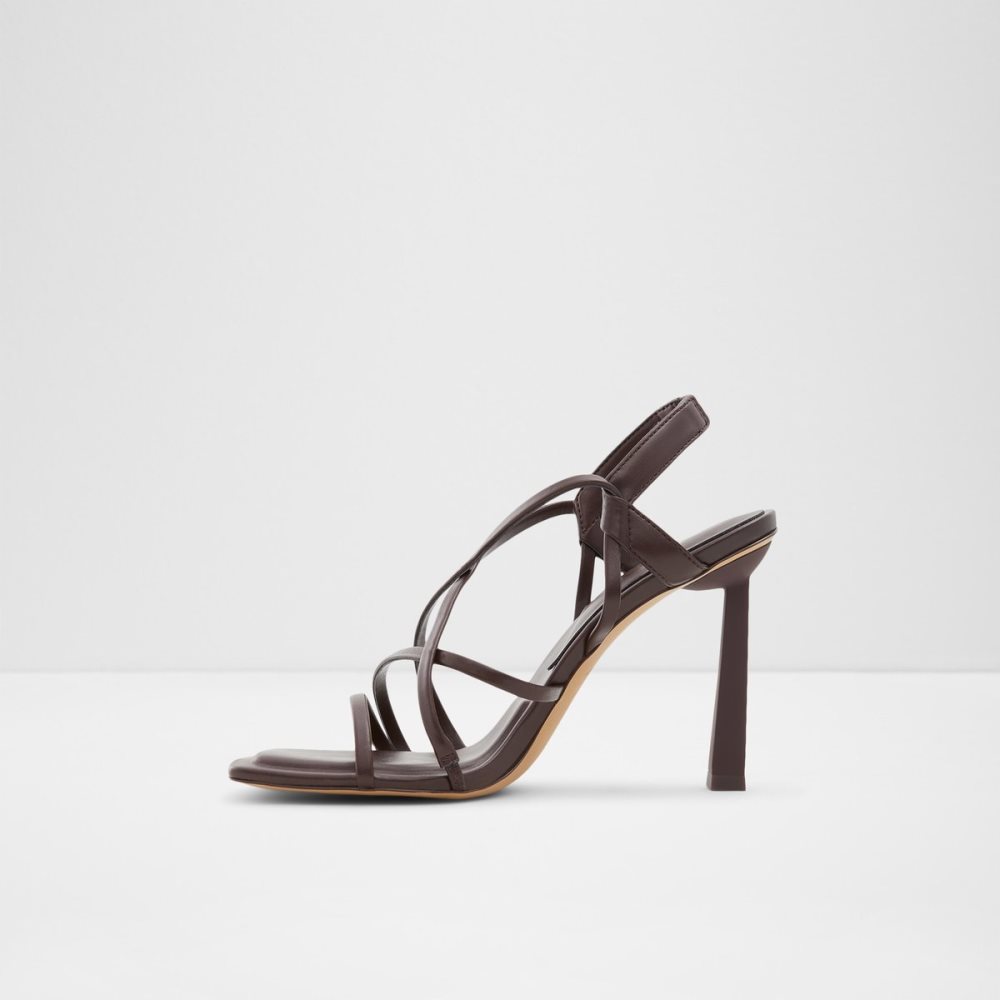 Dark Brown Aldo Amilia Strappy High Sandal Sandals | 08HXFITGR