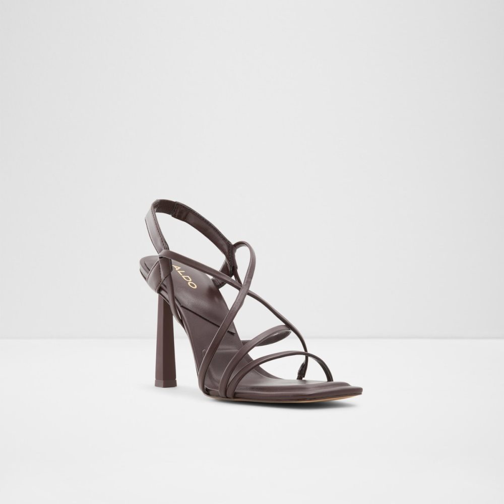 Dark Brown Aldo Amilia Strappy High Sandal Sandals | 08HXFITGR