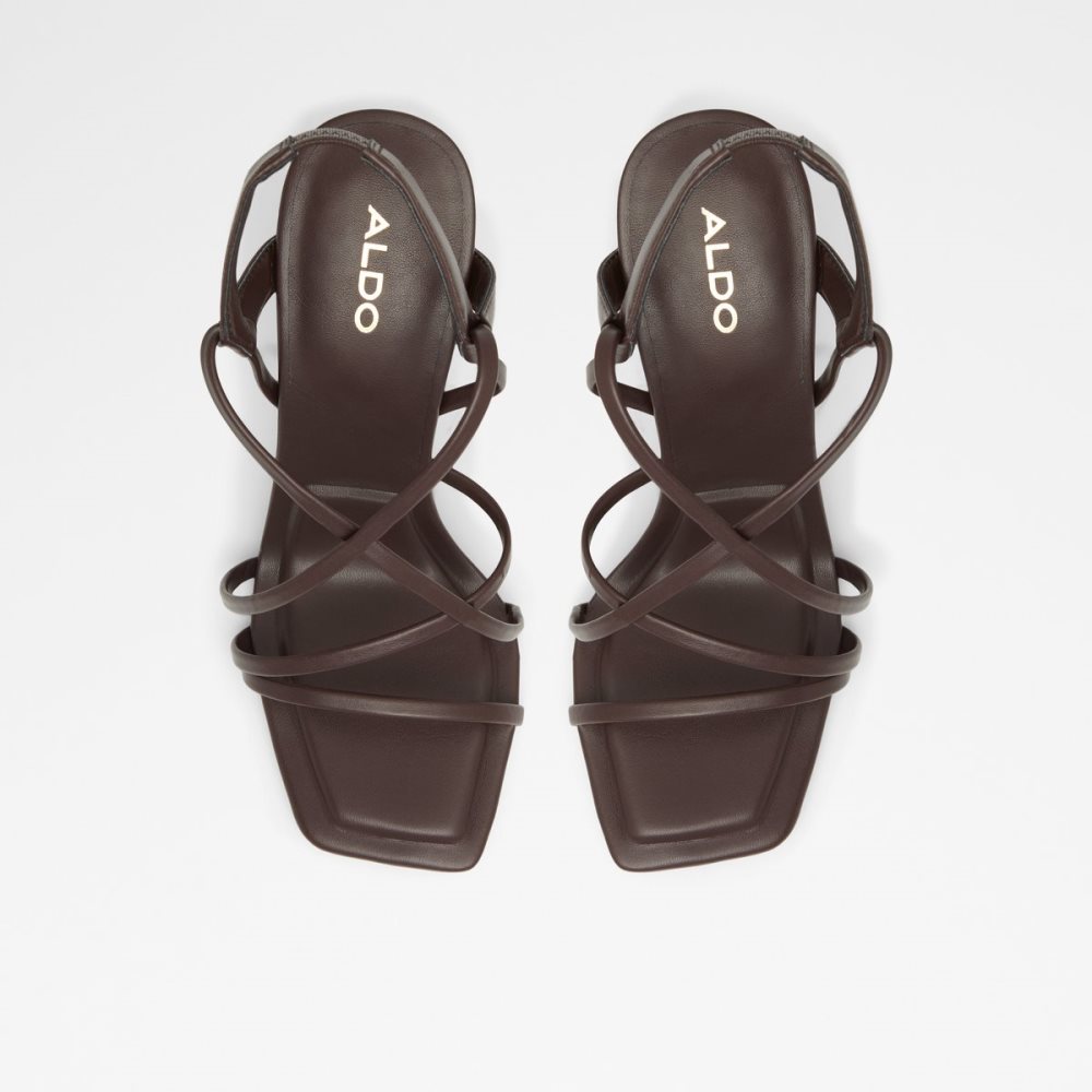 Dark Brown Aldo Amilia Strappy High Sandal Sandals | 08HXFITGR