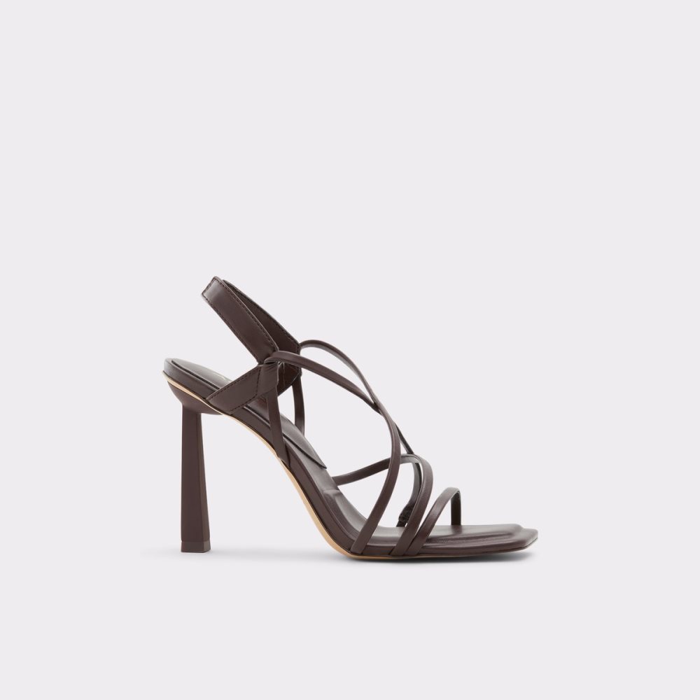 Dark Brown Aldo Amilia Strappy High Sandal Sandals | 08HXFITGR