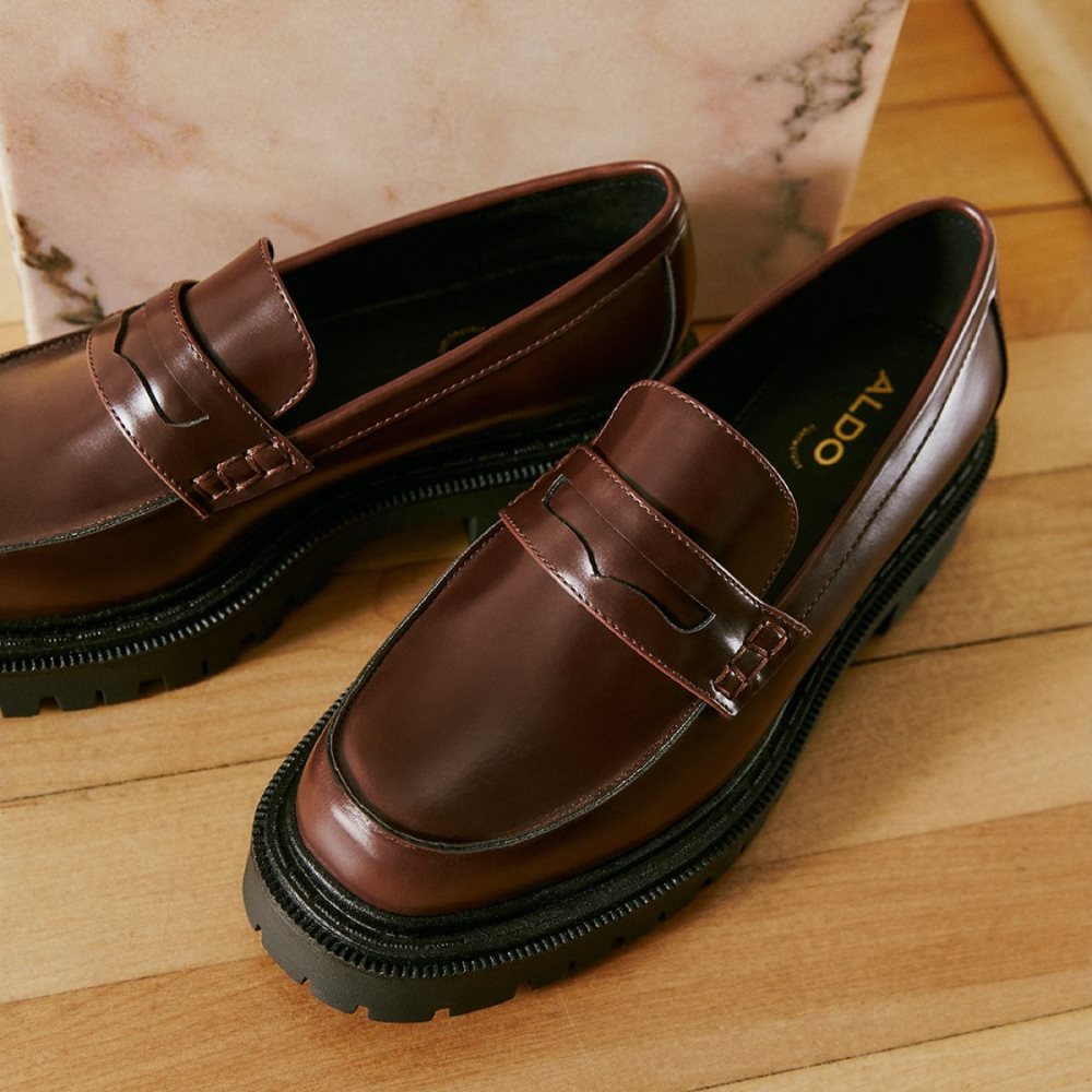 Dark Brown Aldo Bigstrut - Lug Sole Mules | 86CWDXMLV