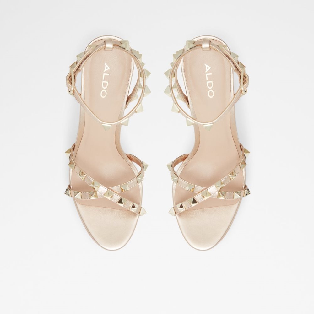 Gold Aldo Geegully Strap Heeled Sandal - Plateforme Platform Shoes | 95PVDWYHA