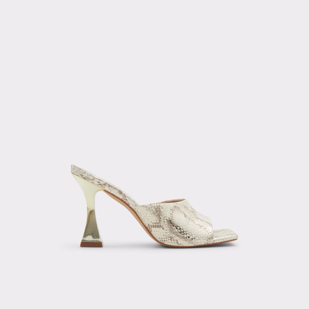 Gold Aldo Selah Heeled Mule Block Heels | 90ZGQOKYX