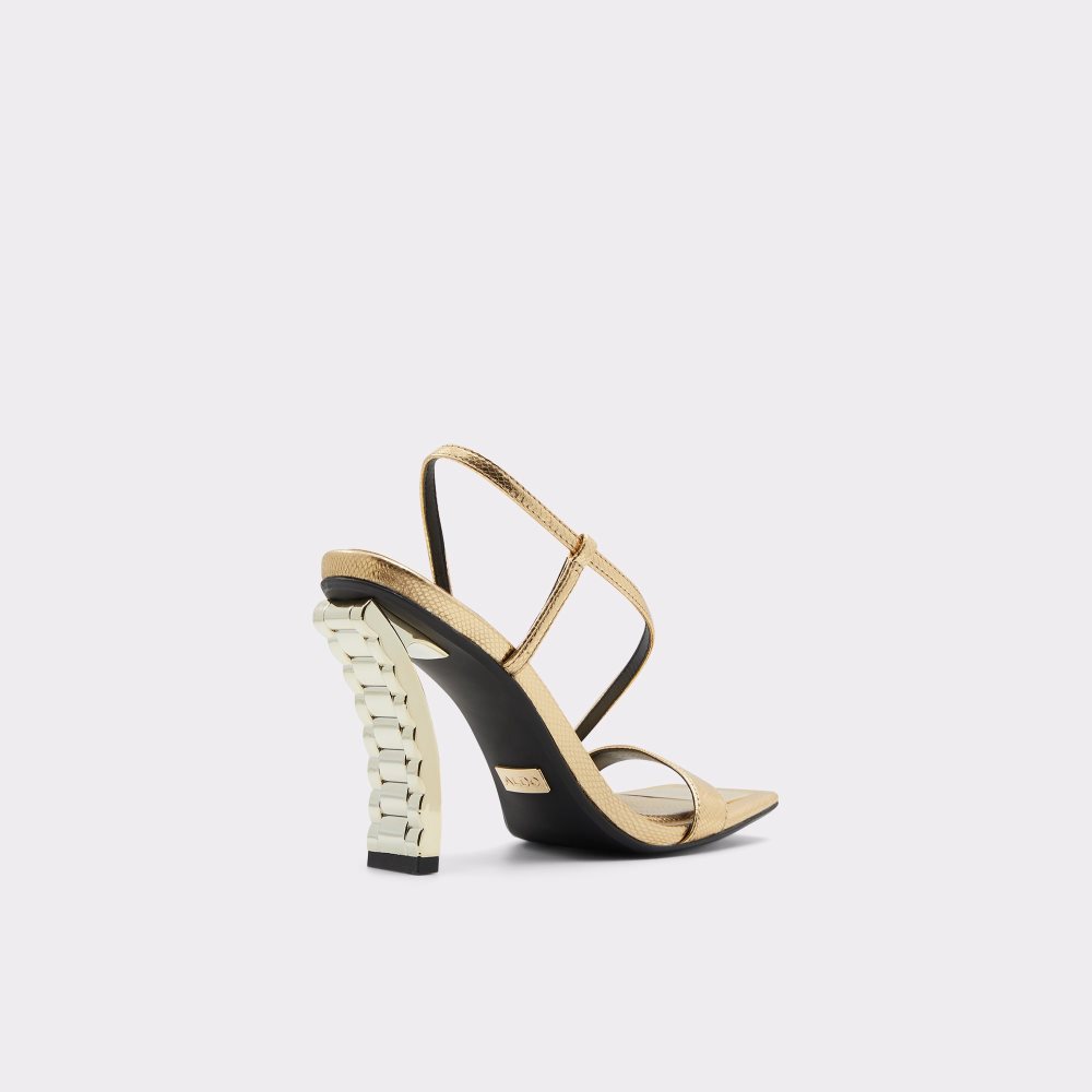 Gold Aldo Vermeil Sling Back Heeled Sandal Heels | 46WMXKGDN