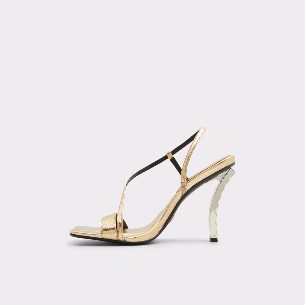 Gold Aldo Vermeil Sling Back Heeled Sandal Heels | 46WMXKGDN