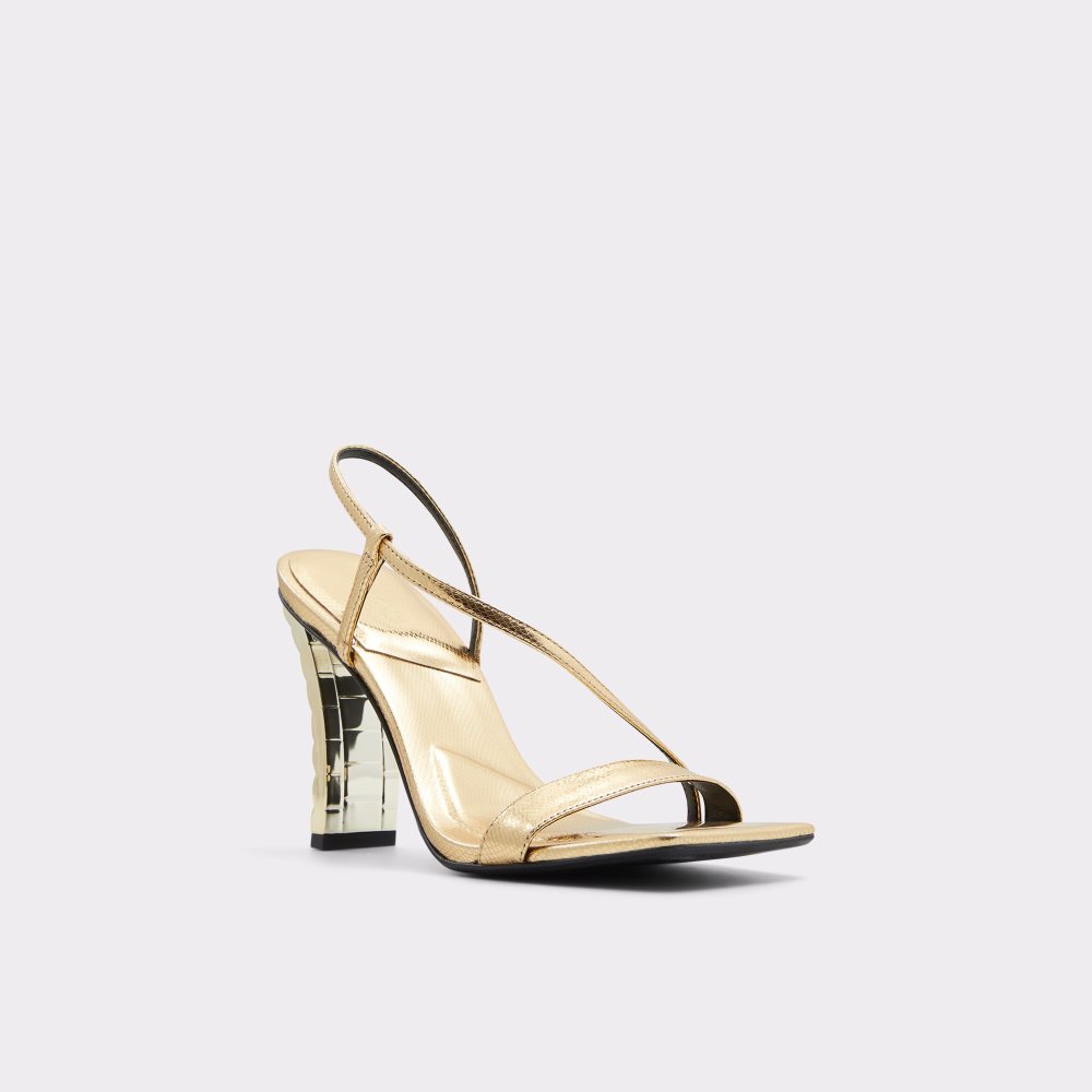 Gold Aldo Vermeil Sling Back Heeled Sandal Heels | 46WMXKGDN