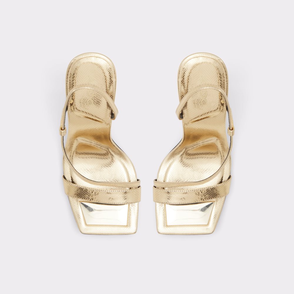 Gold Aldo Vermeil Sling Back Heeled Sandal Heels | 46WMXKGDN