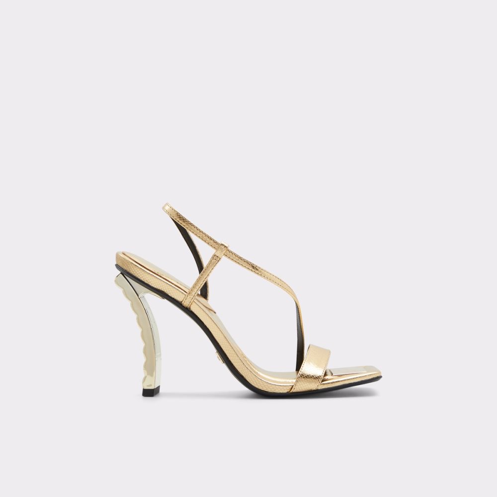 Gold Aldo Vermeil Sling Back Heeled Sandal Heels | 46WMXKGDN