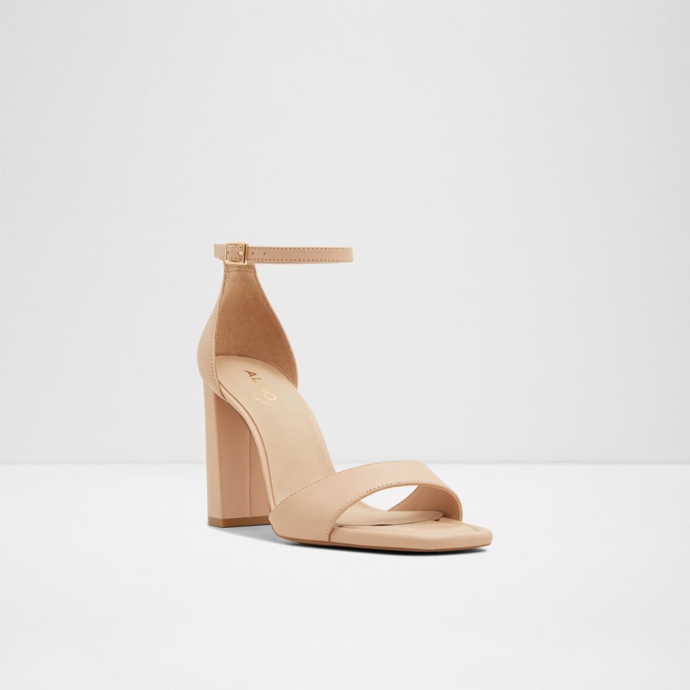 Light Beige Aldo Enaegyn Strap Heeled Sandal - Cup Sole Block Heels | 19RAMGSCD