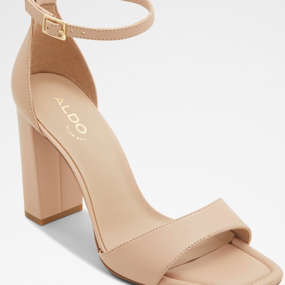 Light Beige Aldo Enaegyn Strap Heeled Sandal - Cup Sole Block Heels | 19RAMGSCD