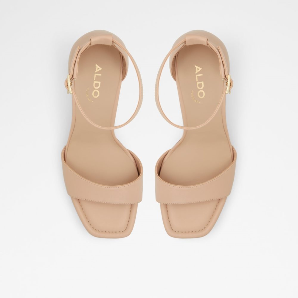 Light Beige Aldo Enaegyn Strap Heeled Sandal - Cup Sole Block Heels | 19RAMGSCD