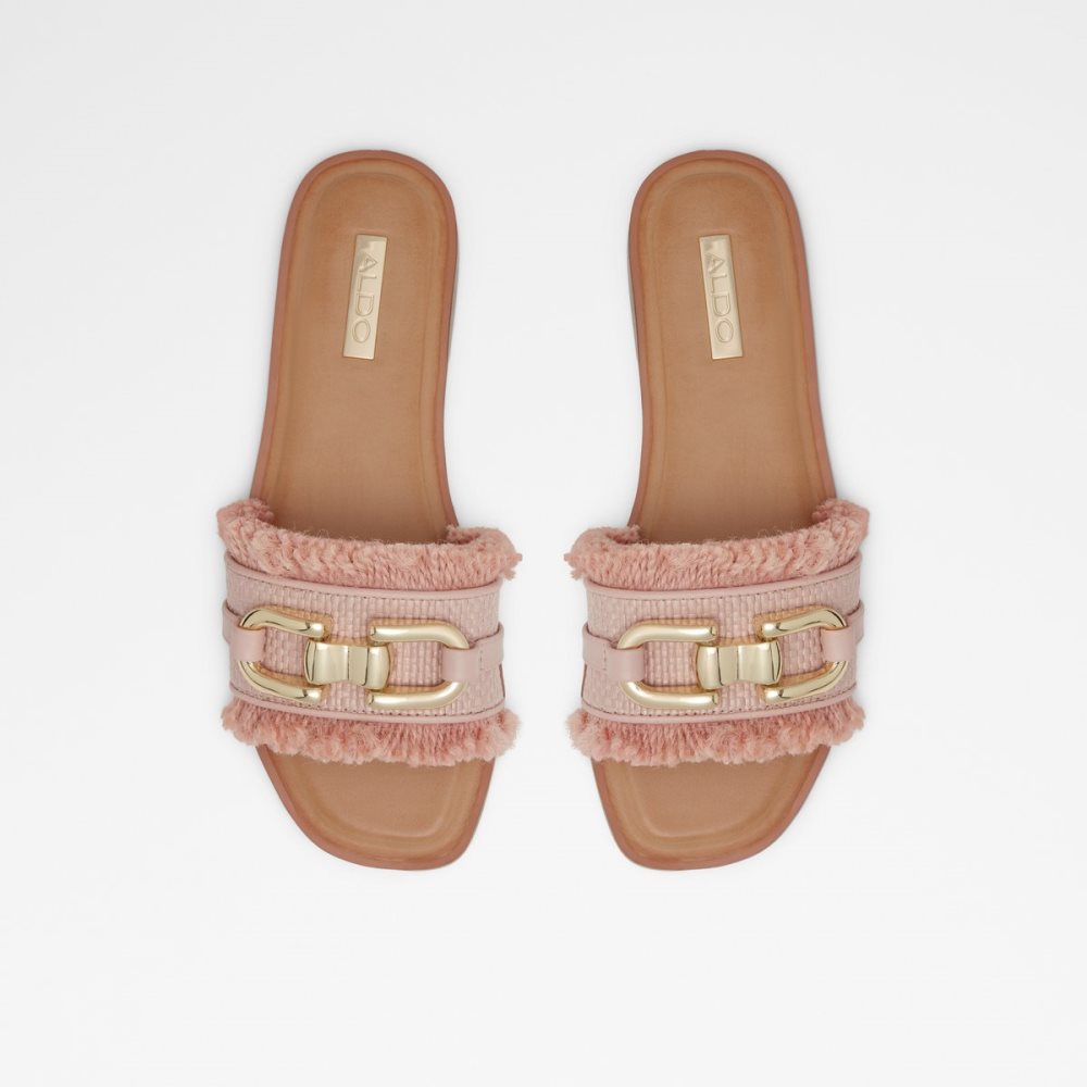 Light Pink Aldo Fringie Slide Sandal Sandals | 73KQWPVFR