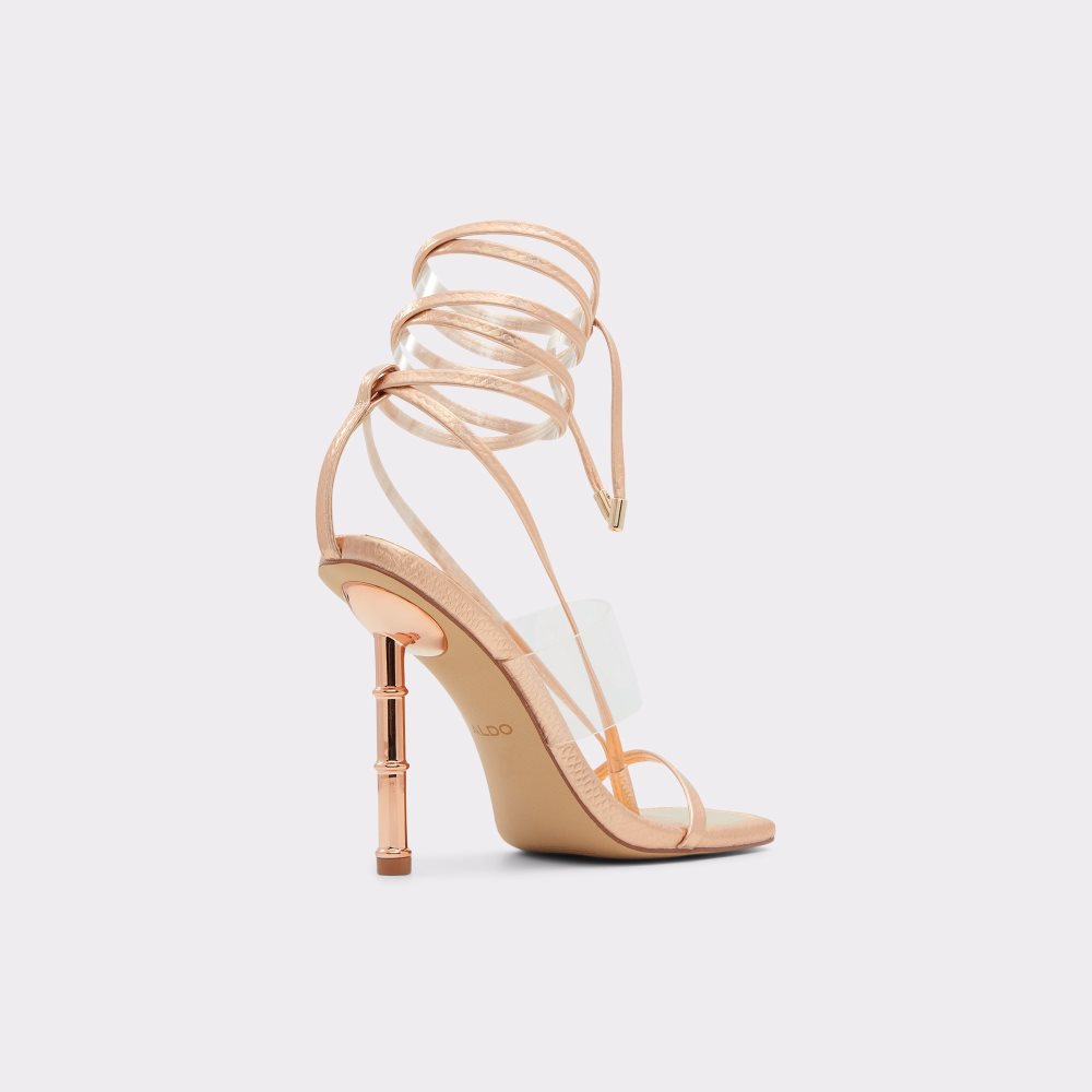 Rose Gold Aldo Elektra Strappy Heeled Sandal Sandals | 45JSYLUHZ