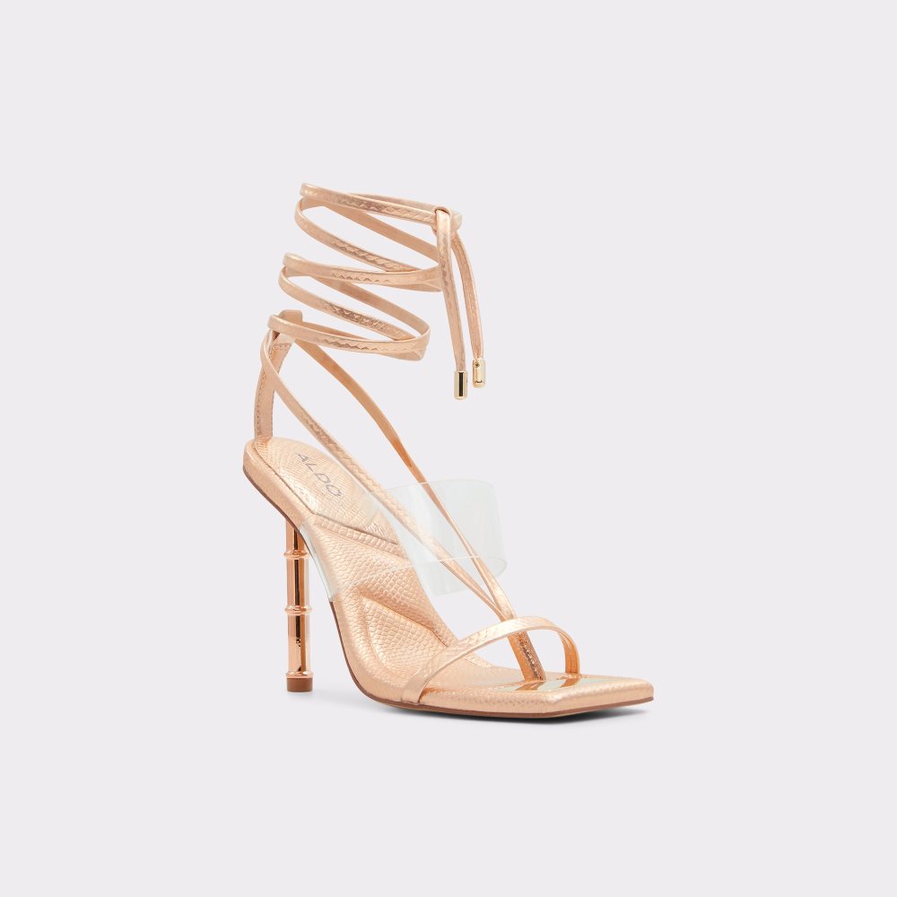 Rose Gold Aldo Elektra Strappy Heeled Sandal Sandals | 45JSYLUHZ