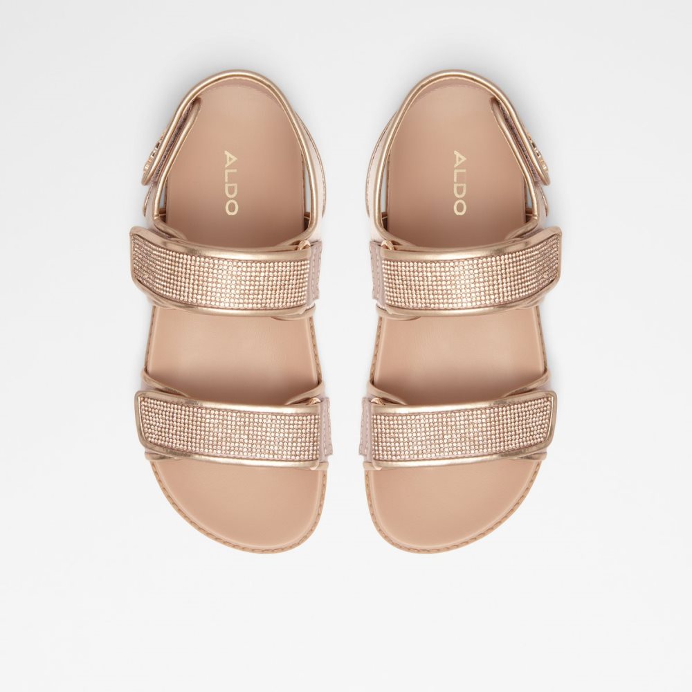 Rose Gold Aldo Eowiliwia Sling Back Flat Sandal Sandals | 02GEJXVKA