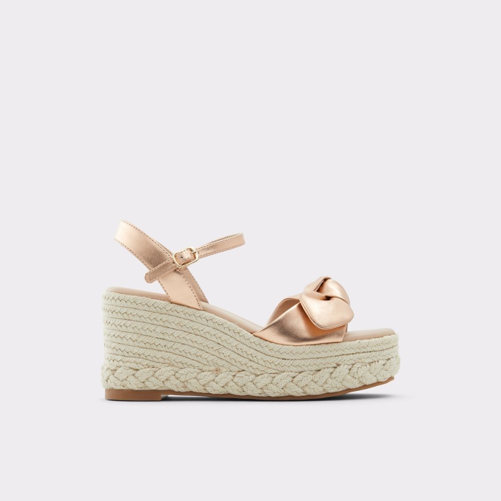 Rose Gold Aldo Macrama Wedge Sandal - Wedge Sandals | 48IGDNYSF