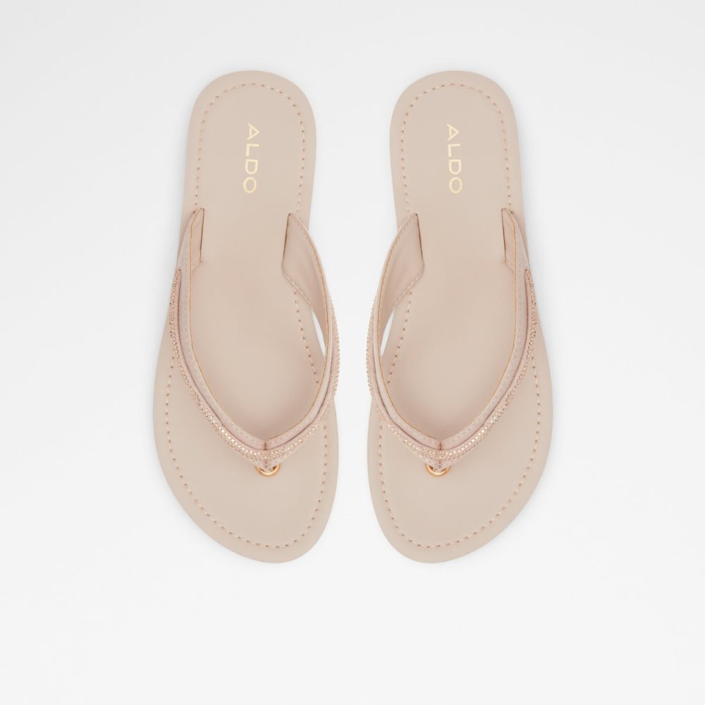 Rose Gold Aldo Polo Flip Flops Sandals | 42MWYAROB