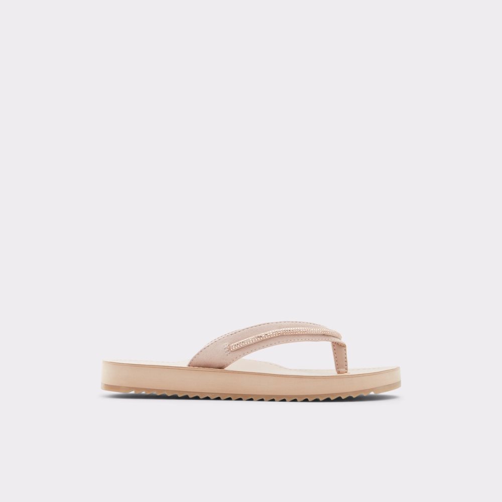 Rose Gold Aldo Polo Flip Flops Sandals | 42MWYAROB