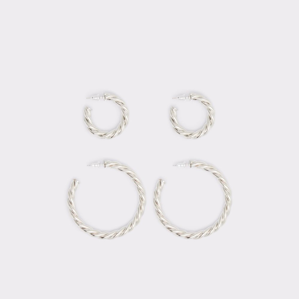 Silver Aldo Aderima Hoop Earrings | 60DEXAKFJ