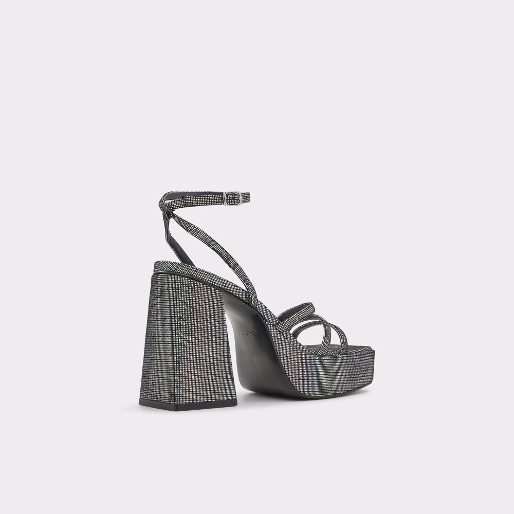 Silver Aldo Landabriver Strappy Heeled Sandal - Flatform Platform Shoes | 92NGUJWBR