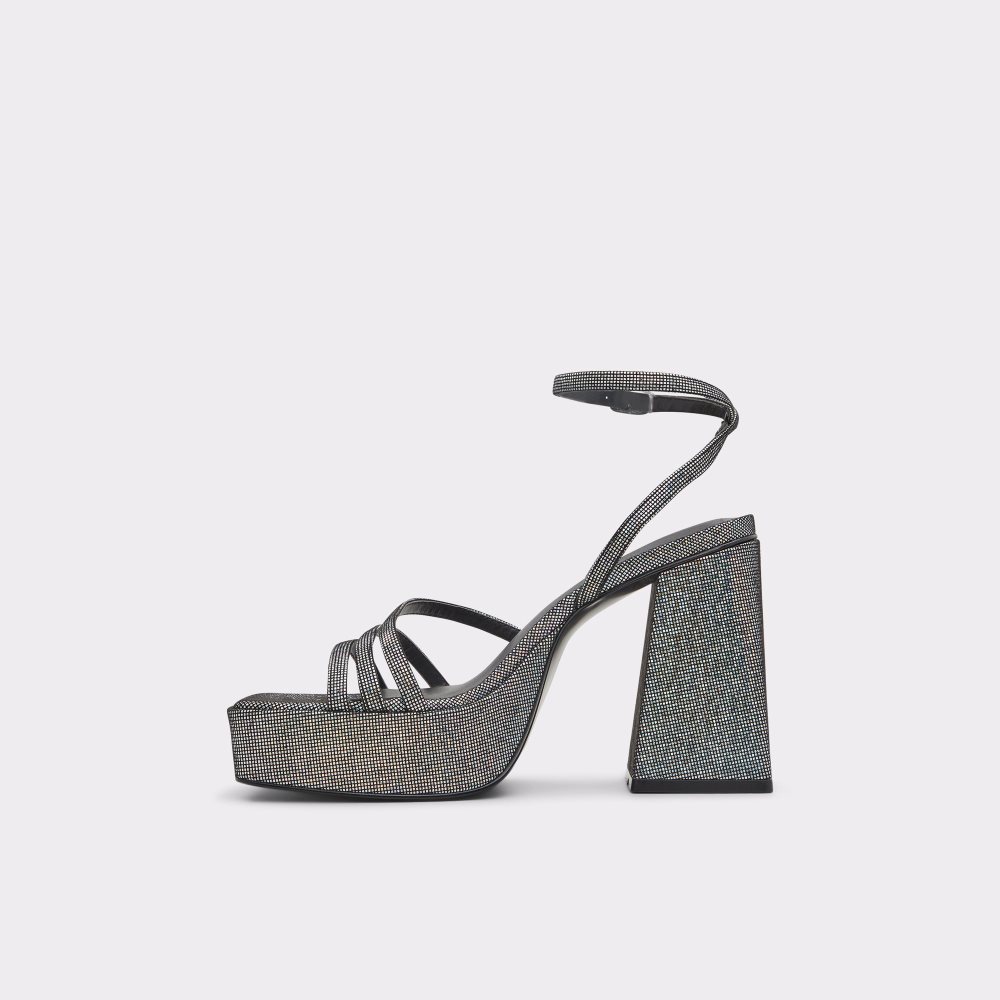 Silver Aldo Landabriver Strappy Heeled Sandal - Flatform Platform Shoes | 92NGUJWBR